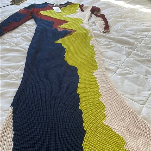 Hanifa Yellow and Blue Long Sleeve Bodycon Dress - Picture 9 of 16